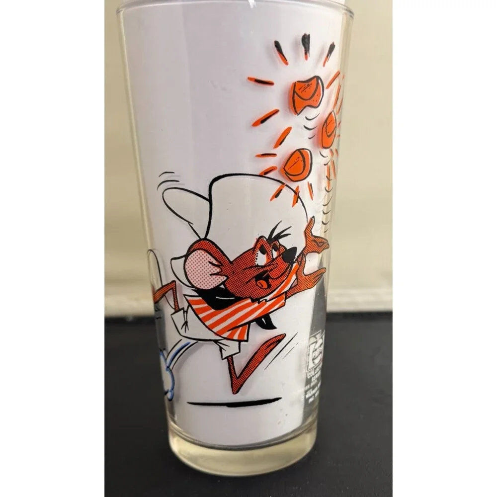 Yosemite Sam Speedy Gonzales Looney Tunes Pepsi Glass‎ Gold Panning Vintage USA